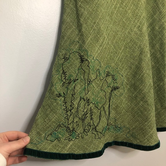 Hype Green Velvet Tweed Fit Flare Dress 4 - Picture 2 of 11